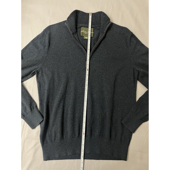 Eddie Bauer Mens Size Medium Sweater 1/4 Zip Cotton Cashmere Pullover Navy Blue - Picture 12 of 15